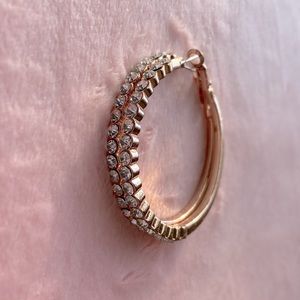 Rose gold hoop earrings with gems!
